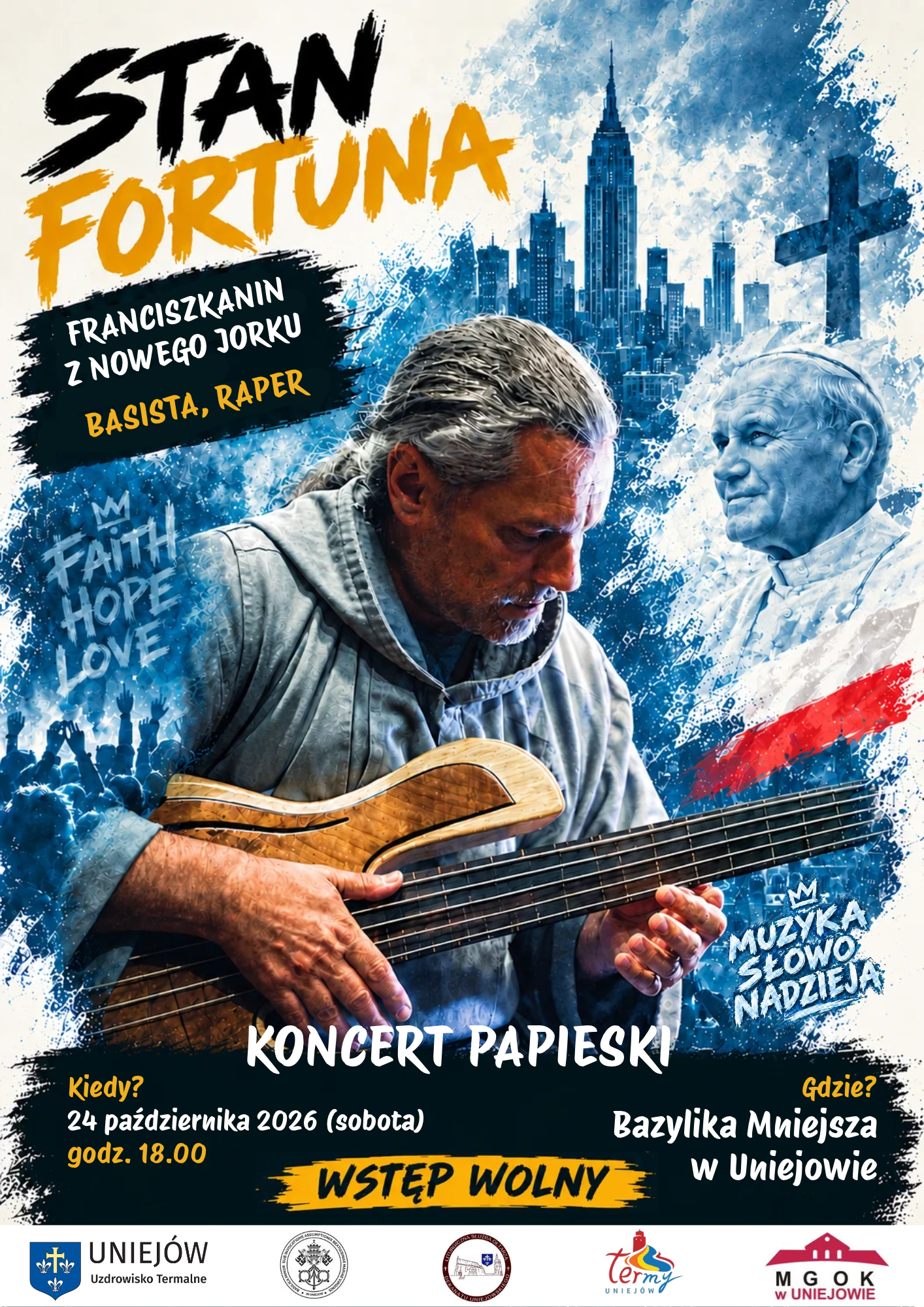 Plakat koncertu Stana Fortuny: Uniejów, 24 października 2026, godz. 18:00, wstęp wolny